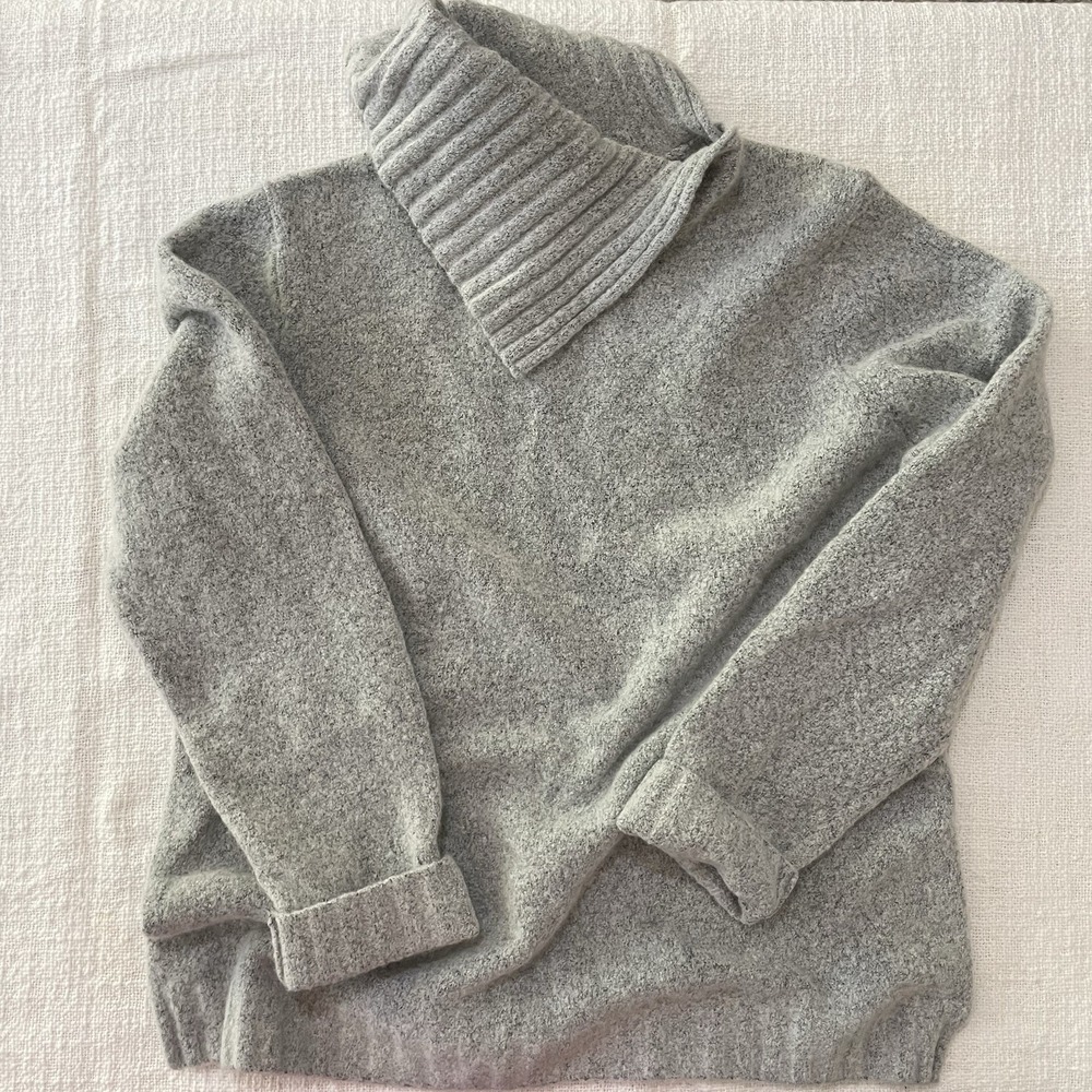 Vintage Jeanne Pierre Wool Blend Sweater Gray Soft Women's Large Turtleneck